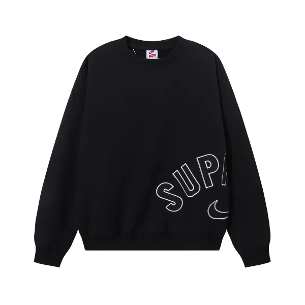 Supreme x Nike Outline Logo Crewneck Black Hoodie - 1
