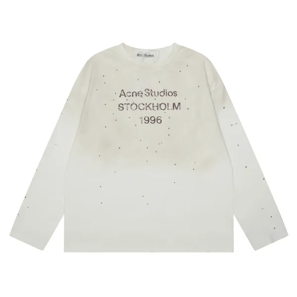 Acne Studios Stockholm 1996 Rhinestone-Embellished Long Sleeve T-Shirt White - 1