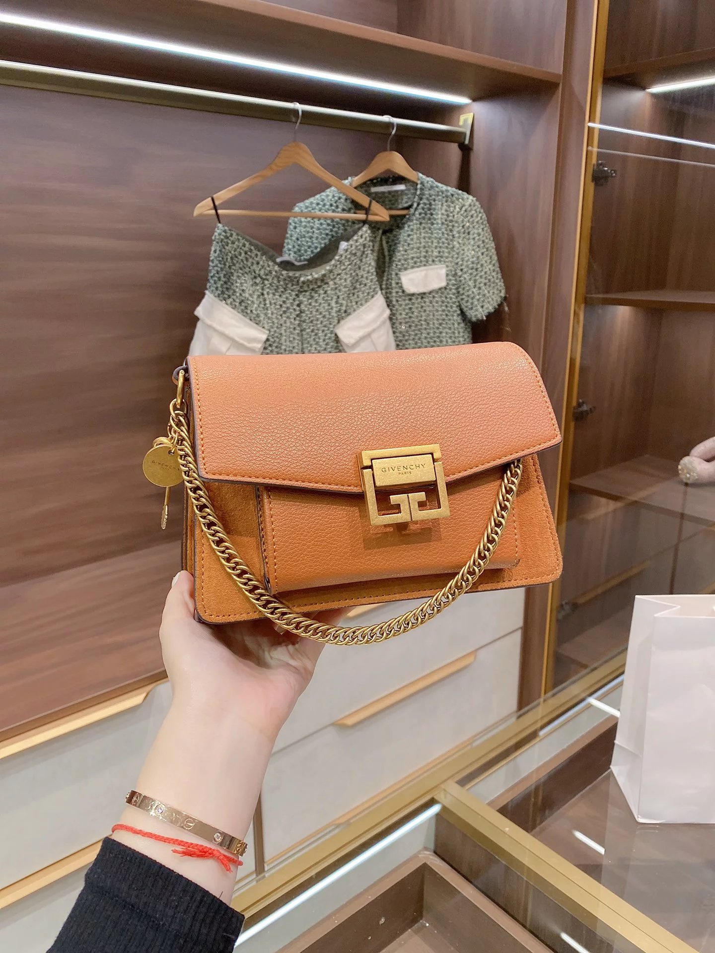 Givenchy Mini Chain Bag Burgundy Leather Shoulder Bag - 3