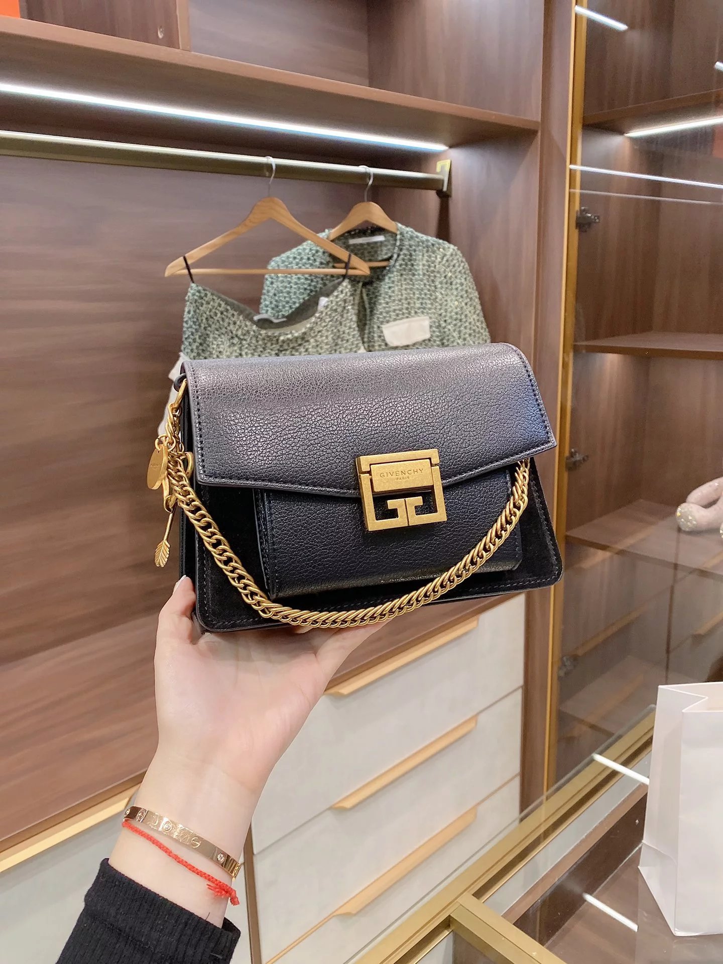 Givenchy Mini Chain Bag Burgundy Leather Shoulder Bag - 6
