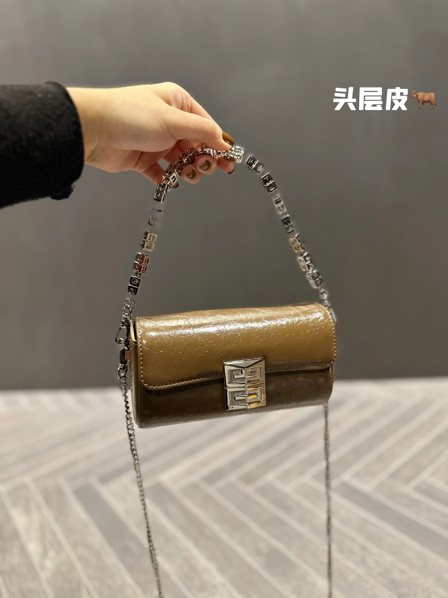 Givenchy Mini Chain Bag Burgundy Leather Shoulder Bag - 13