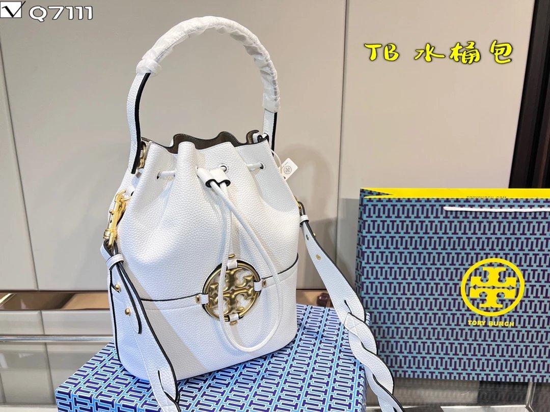 Tory Burch Miller Bucket Bag Navy Blue Handbag - 7