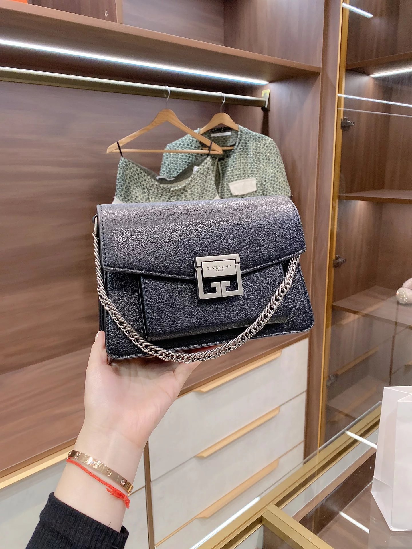 Givenchy Mini Chain Bag Burgundy Leather Shoulder Bag - 5
