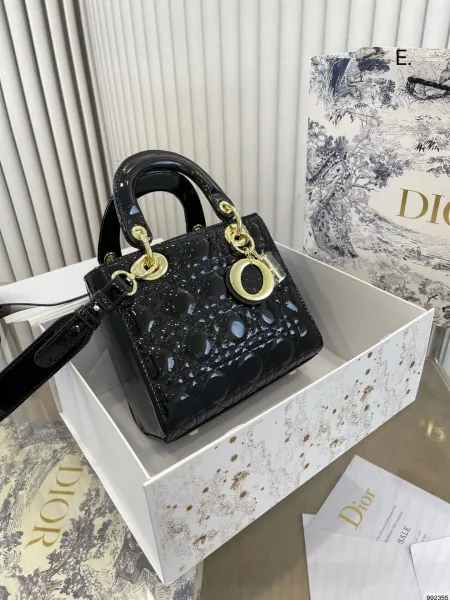 Dior Lady Dior Mini Bag Mauve Matte Leather Handbag - 14