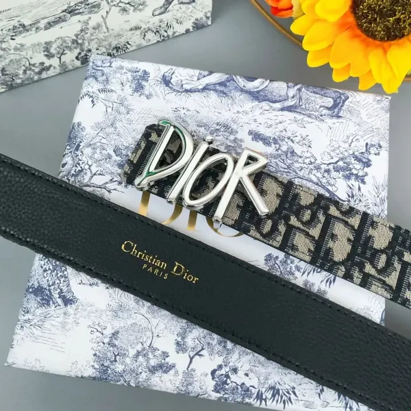 Dior Oblique Canvas Belt Black and Beige - 8
