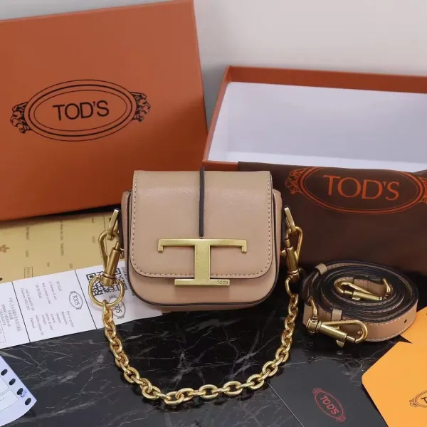 Tod's T Logo Mini Chain Bag Beige Crossbody Bag - 1