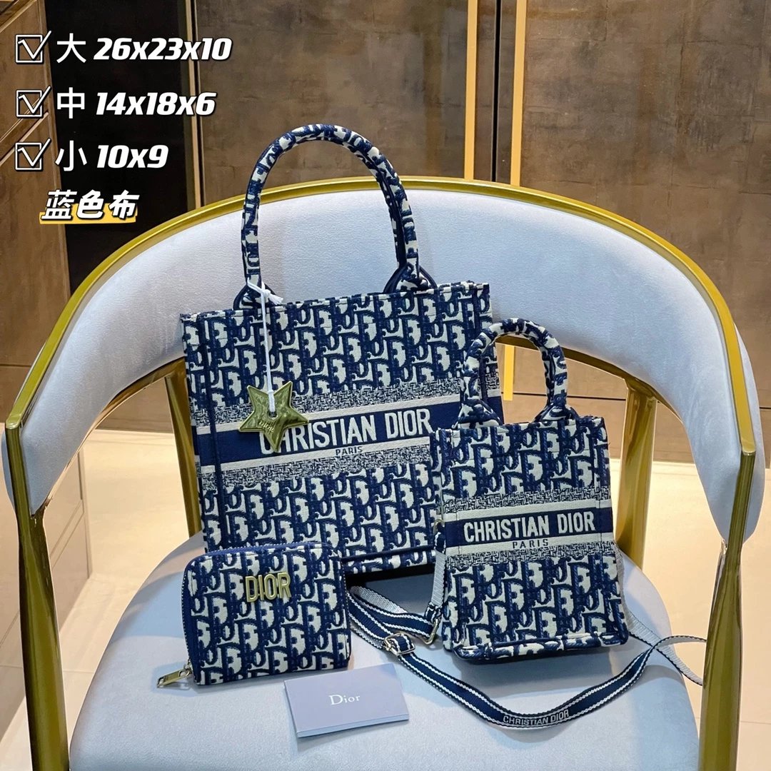 Dior Oblique Monogram Mini Backpack Set Navy and White - 4