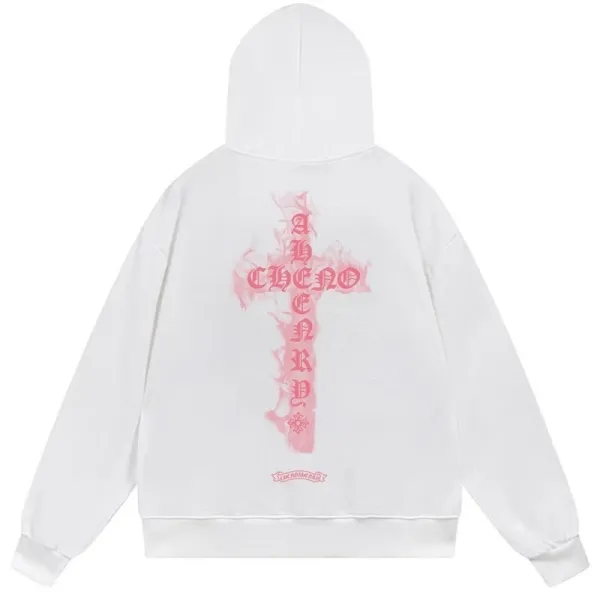 Design Cross Print Hoodie White - 1