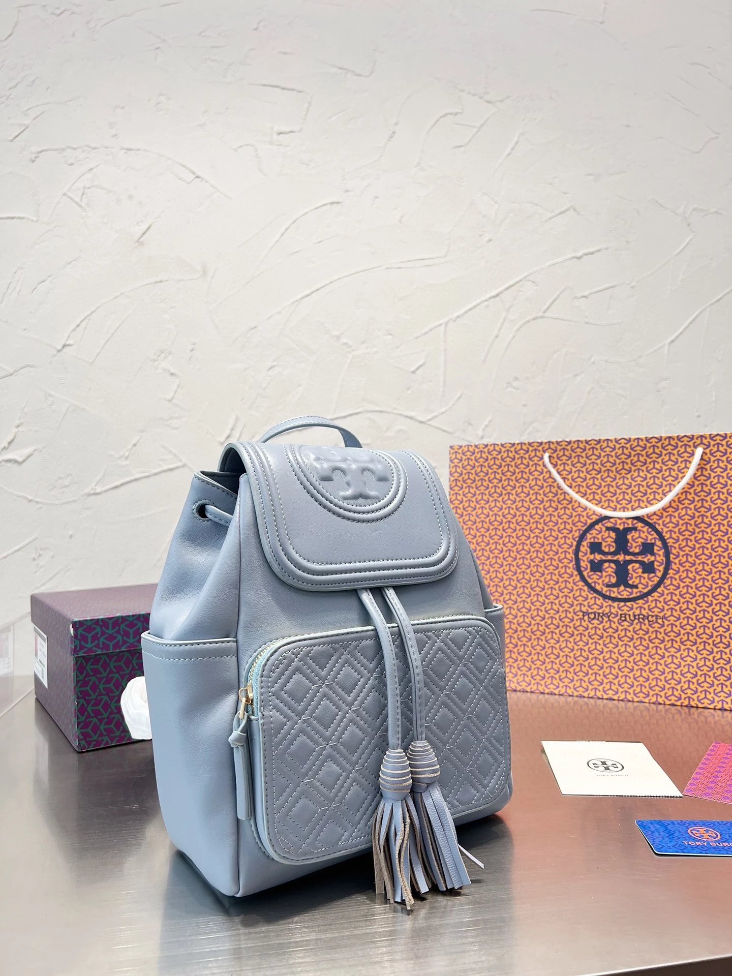 Tory Burch Miller Mini Backpack Teal Leather - 12