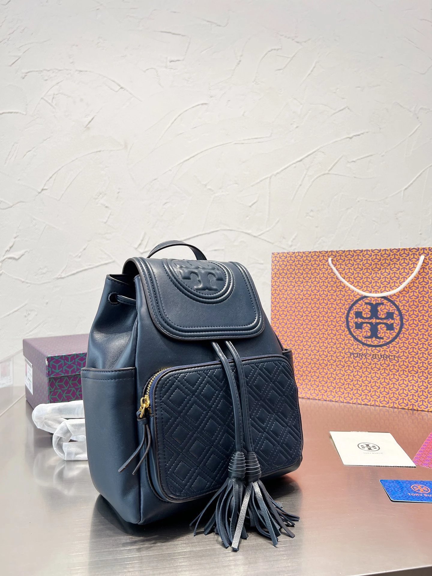 Tory Burch Miller Mini Backpack Teal Leather - 10