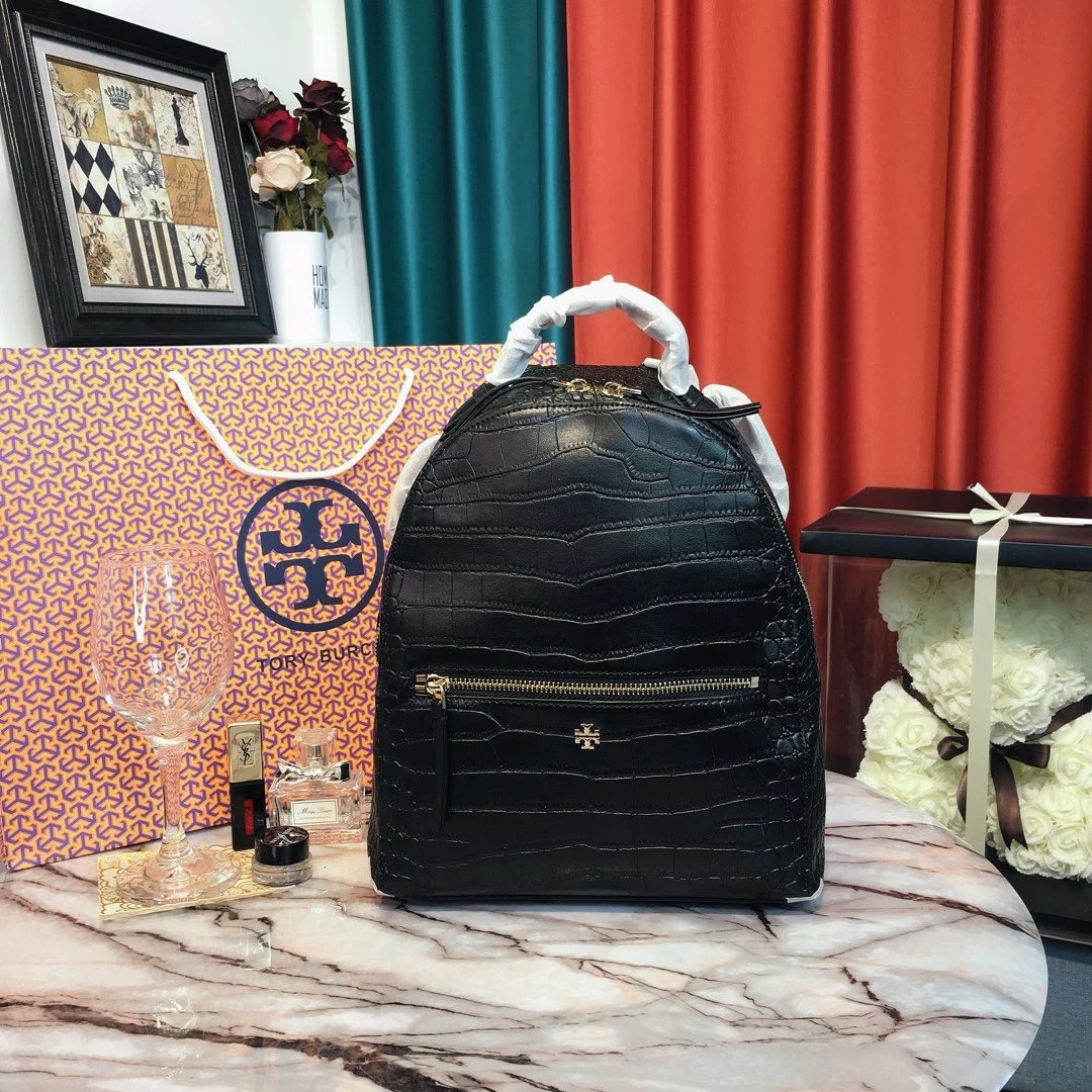 Tory Burch Miller Croc-Embossed Red Mini Backpack - 13