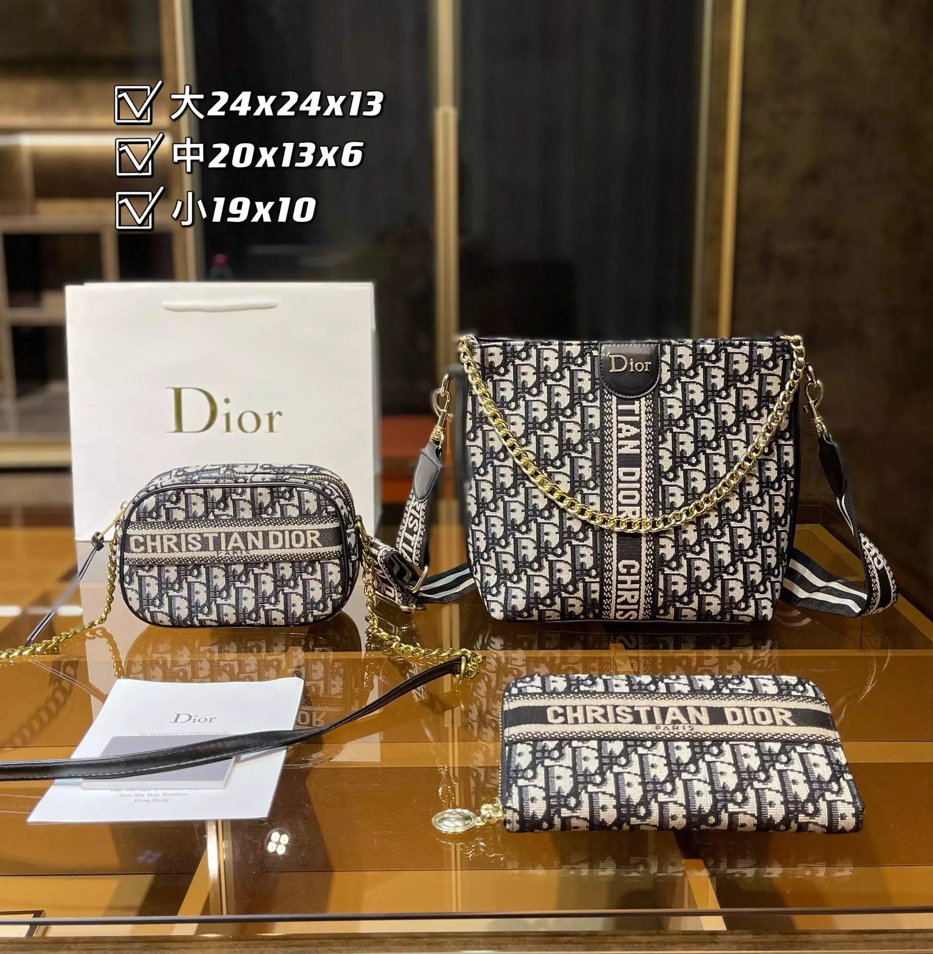 Dior Oblique Monogram Canvas Set: Mini Backpack, Crossbody Bag, and Long Wallet - 10