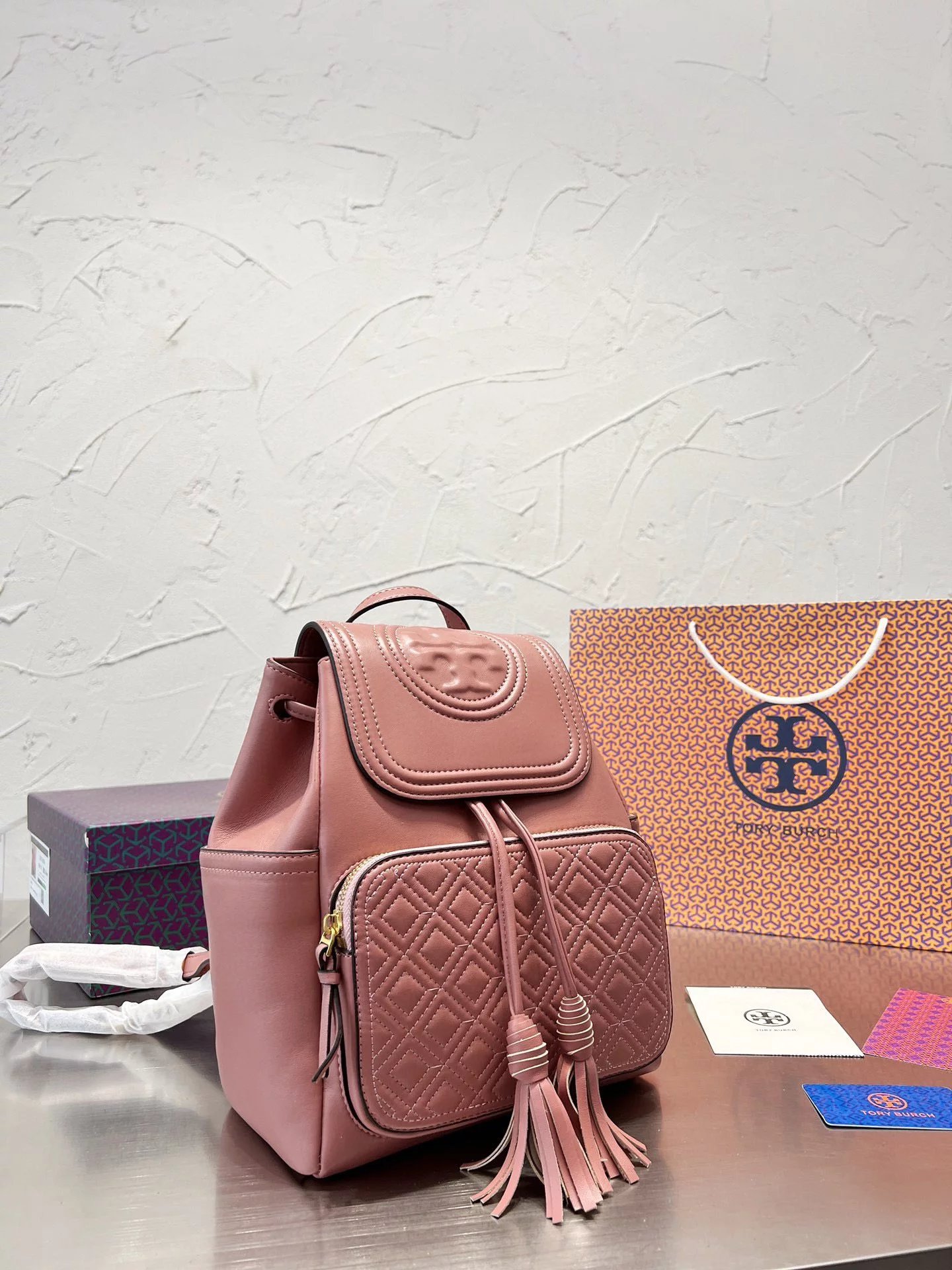 Tory Burch Miller Mini Backpack Teal Leather - 8