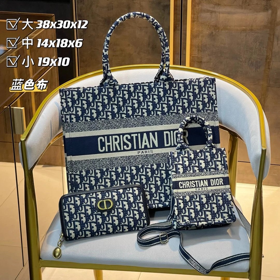 Dior Oblique Monogram Mini Backpack Set Navy and White - 2