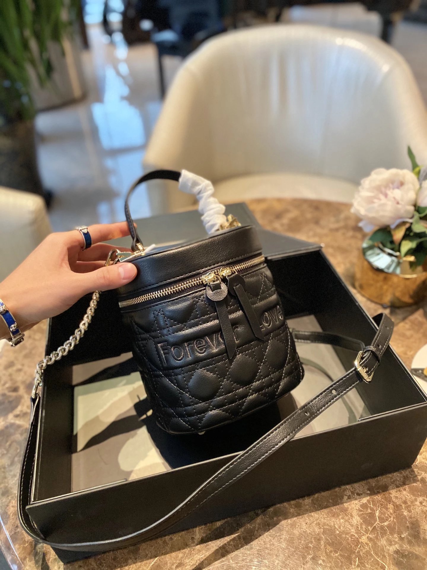 Dior Book Tote Bucket Bag Beige Black Oblique Print Handbag - 8