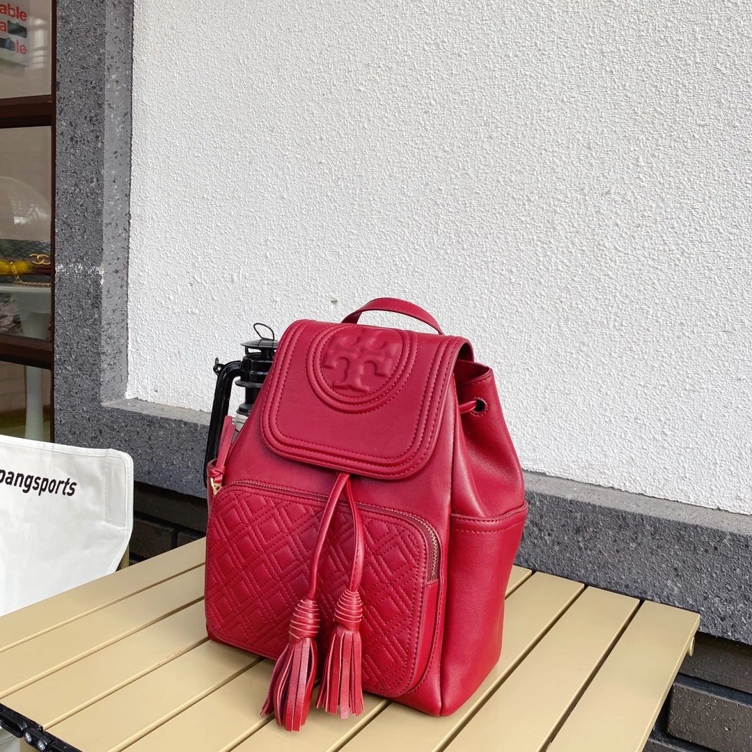 Tory Burch Miller Croc-Embossed Red Mini Backpack - 3
