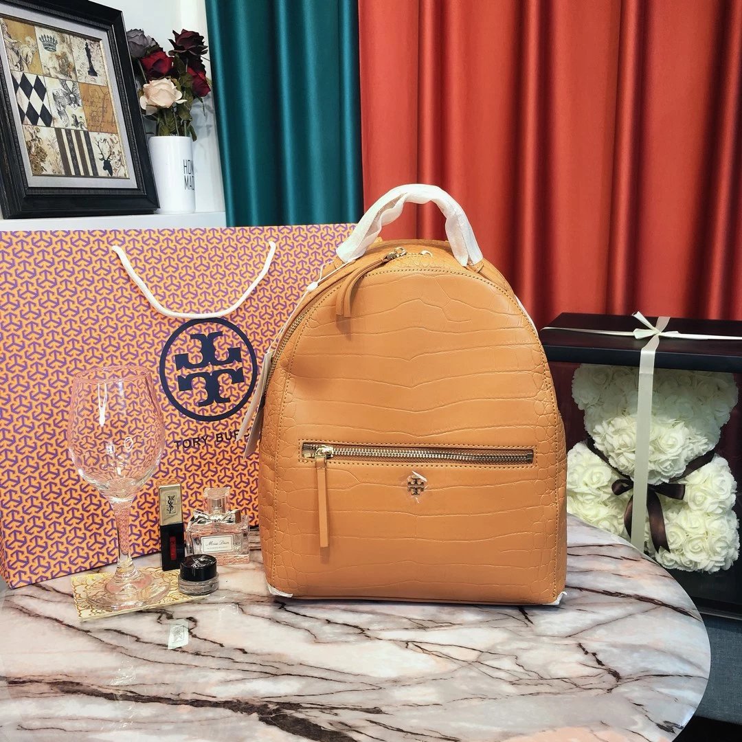 Tory Burch Miller Croc-Embossed Red Mini Backpack - 15