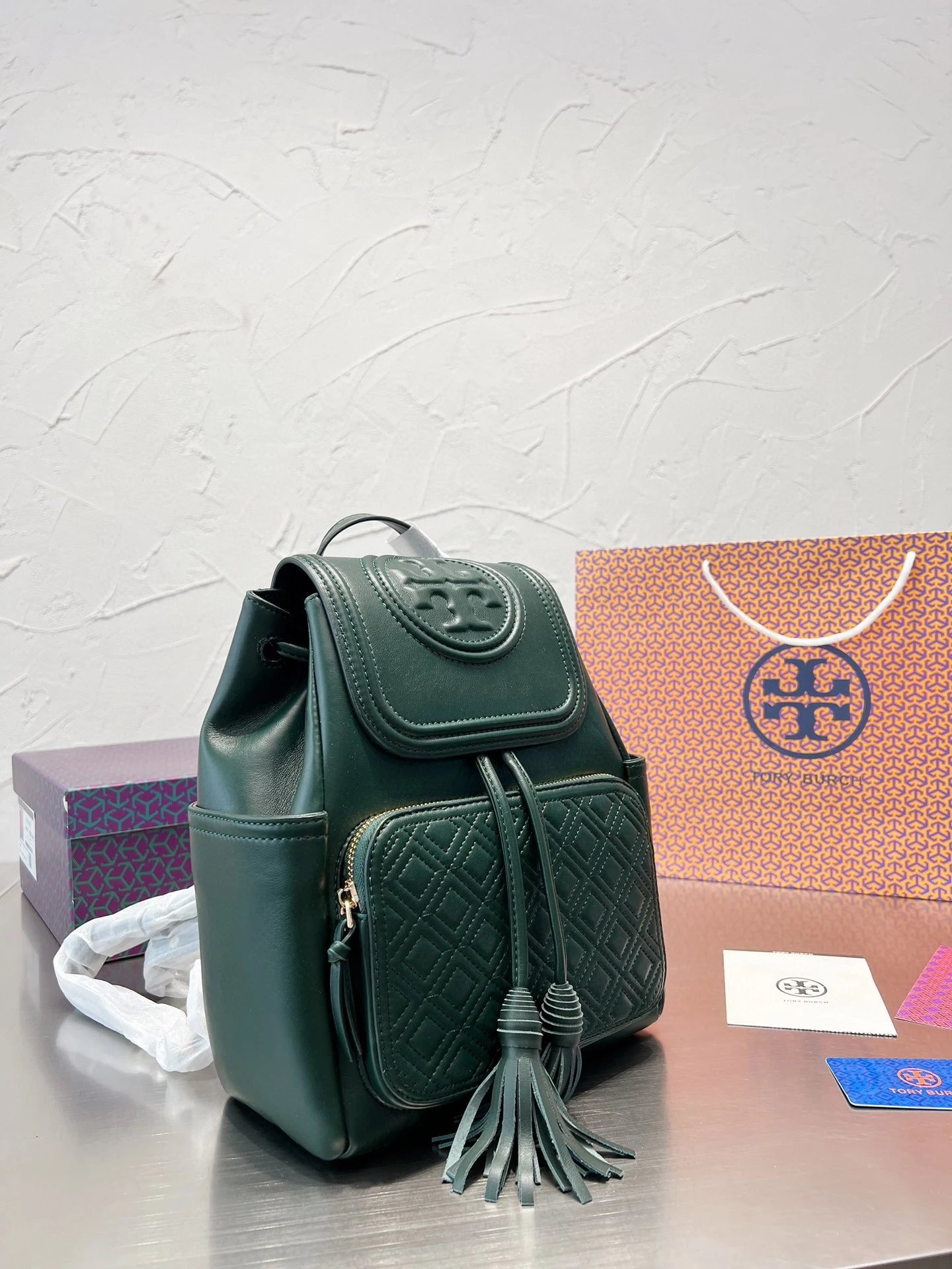Tory Burch Miller Mini Backpack Teal Leather - 11