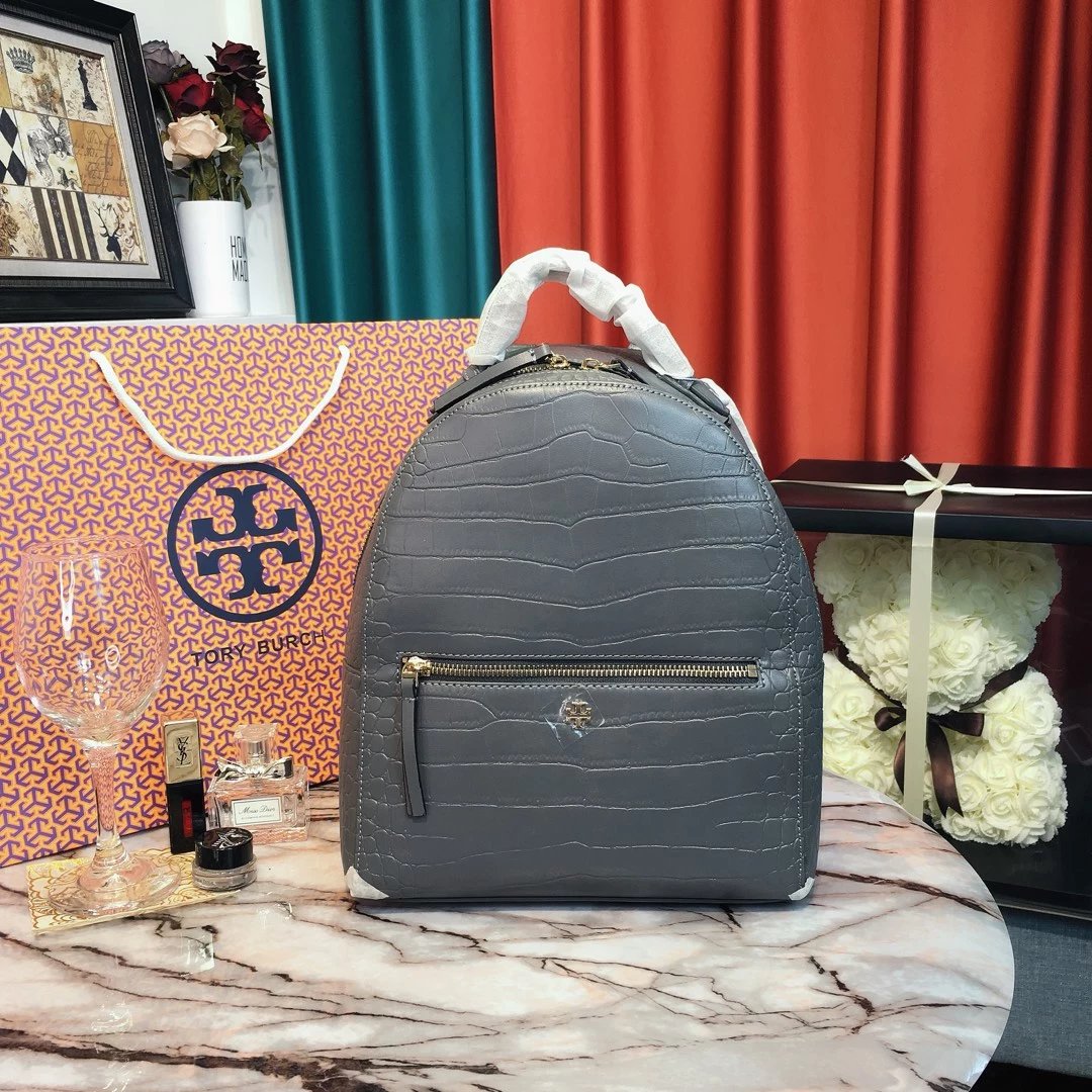 Tory Burch Miller Croc-Embossed Red Mini Backpack - 14