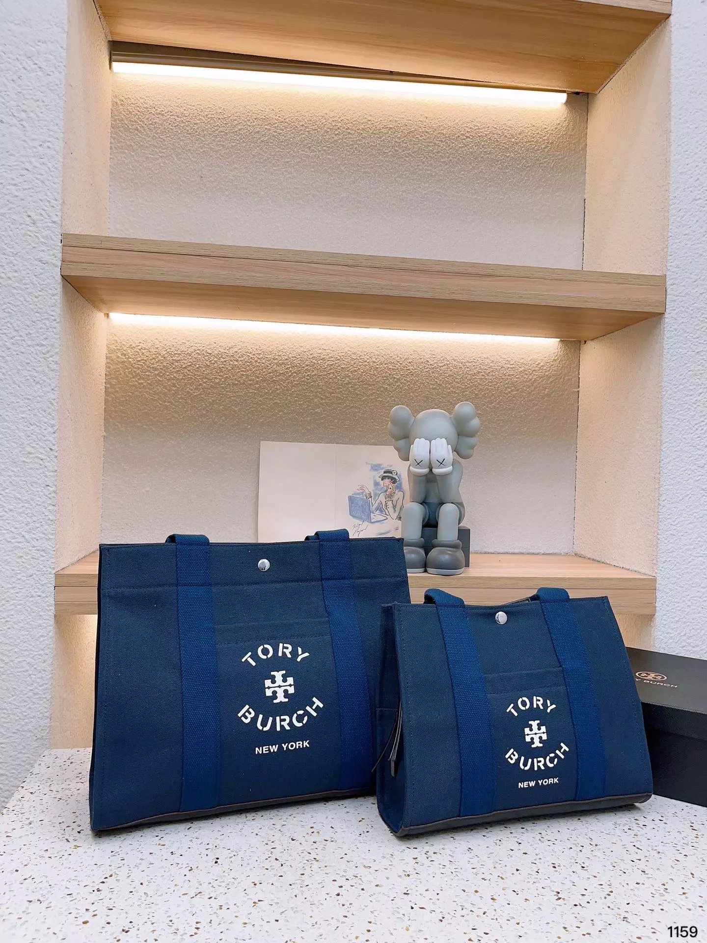 Tory Burch Canvas Tote Bag White Navy - 5