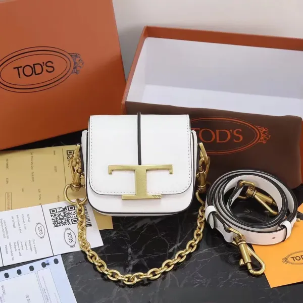 Tod's T Logo Mini Chain Bag Beige Crossbody Bag - 3
