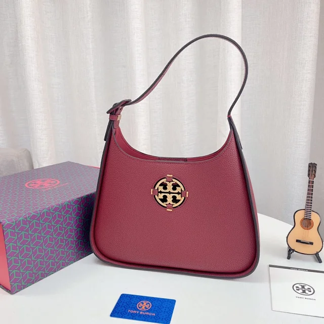 Tory Burch Shoulder Bags Pebbled Leather Bag with Double T Logo product detail image 6