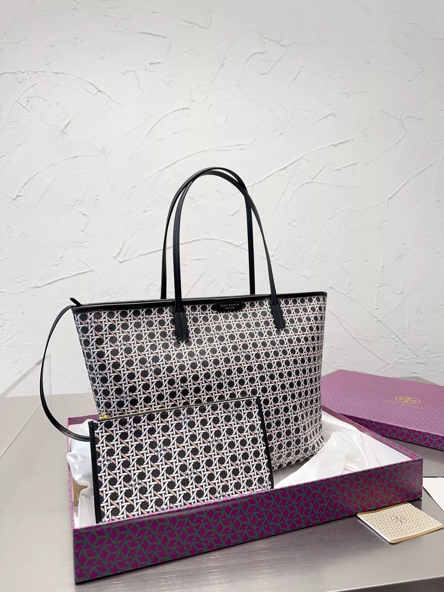 Tory Burch T Monogram Canvas Tote Bag Beige - 4