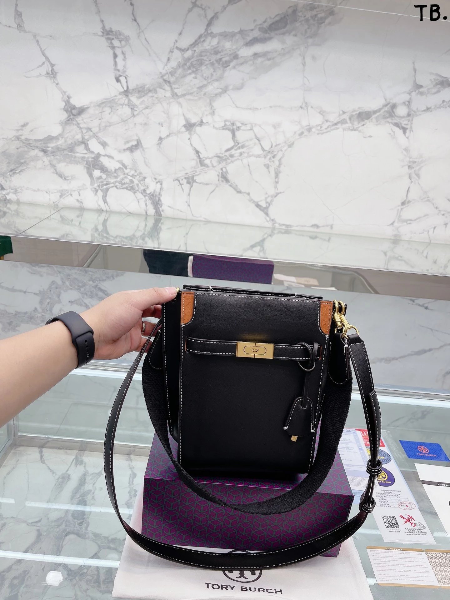 Tory Burch Miller Mini Tote Black Leather Handbag - 12