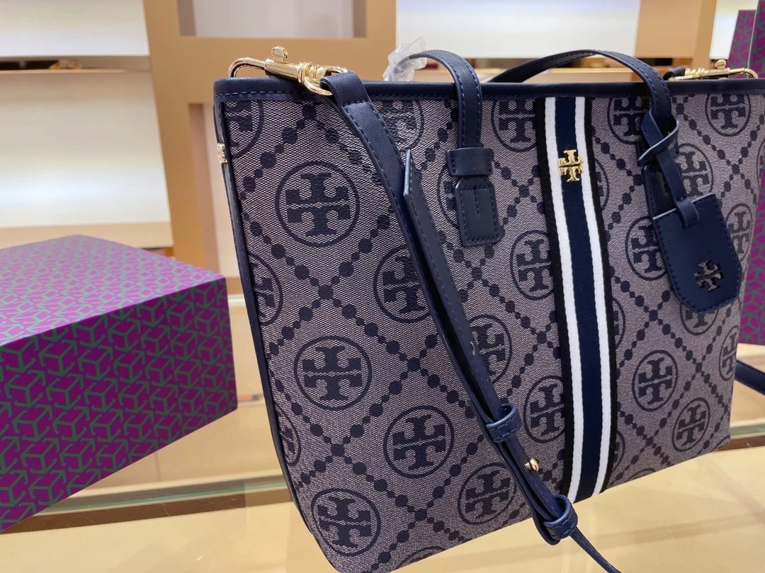 Tory Burch Canvas Tote Bag White Navy - 7