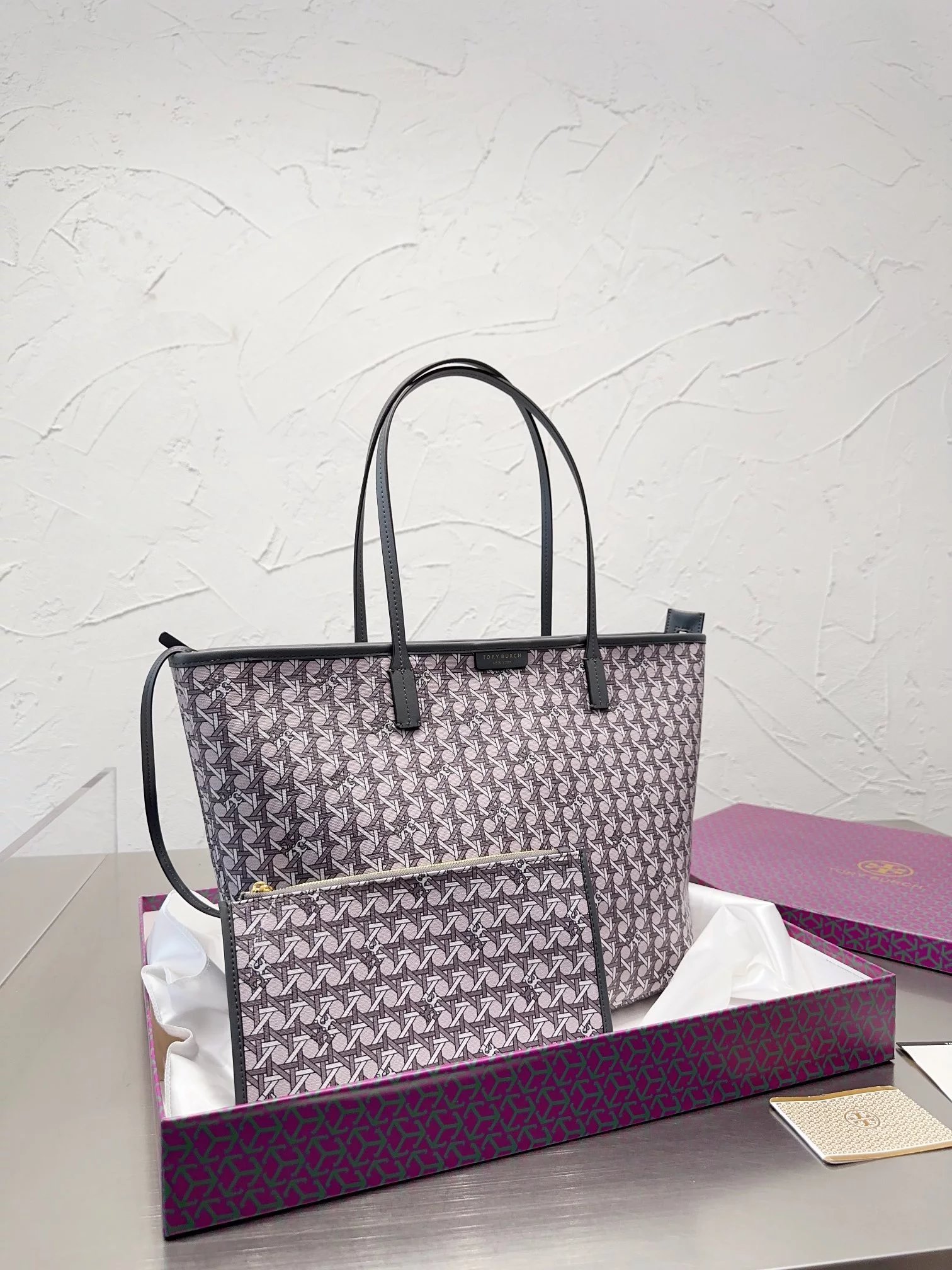 Tory Burch T Monogram Canvas Tote Bag Beige - 6
