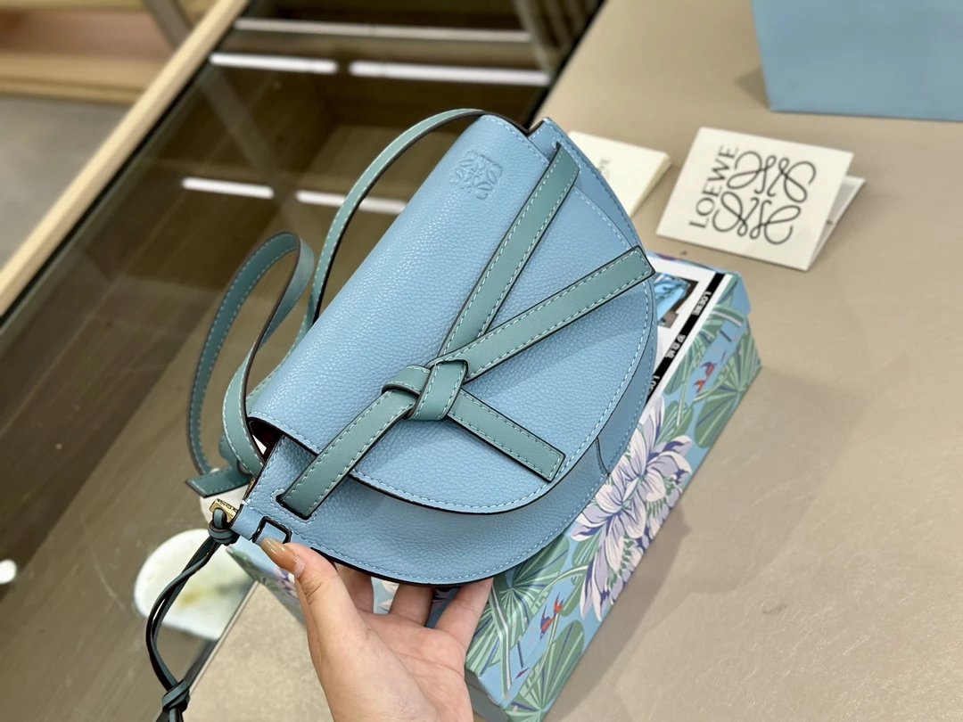 Loewe Puzzle Mini Saddle Bag Mint Green and Beige Leather Crossbody Bag - 3