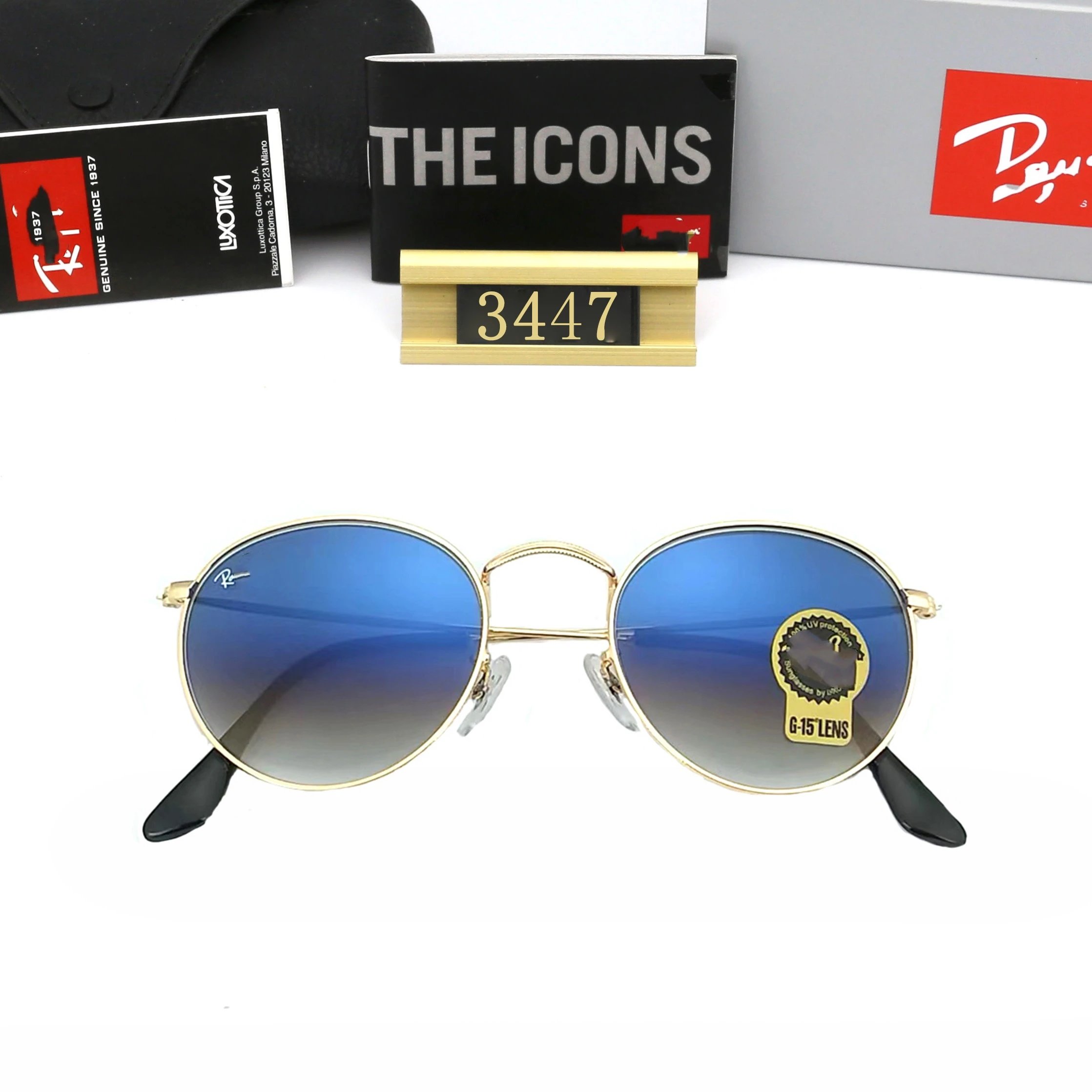 Ray-Ban Round Metal Blue Gradient Sunglasses