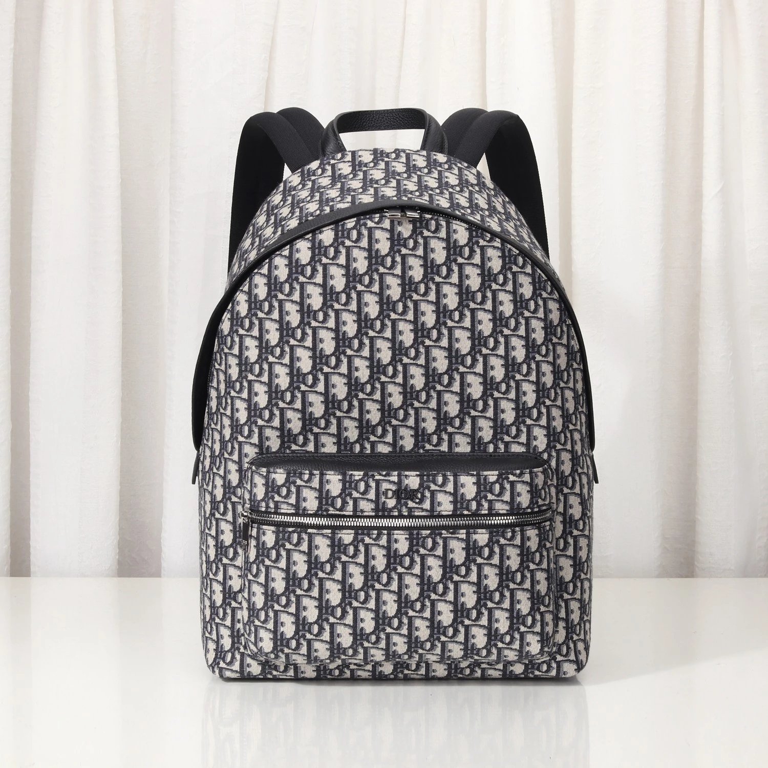 Dior Oblique Monogram Black Leather-Trimmed Backpack - 9
