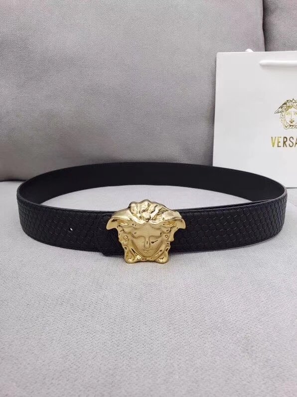 Versace Medusa Head Leather Belt Black and Silver - 9