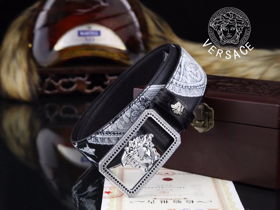 Versace Medusa Head Buckle Leather Belt Black - 12