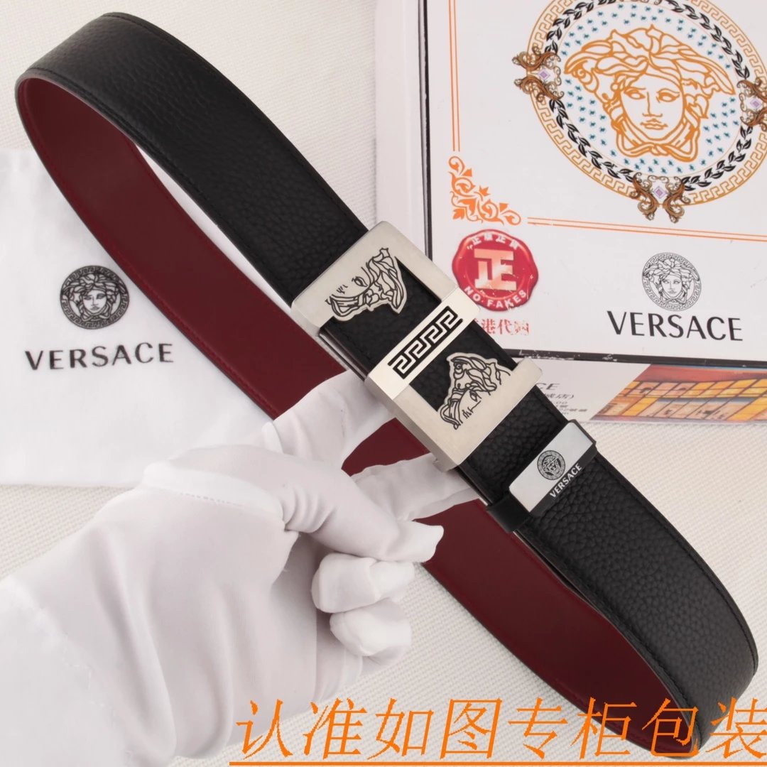 Versace Medusa Head Buckle Leather Belt Black - 13