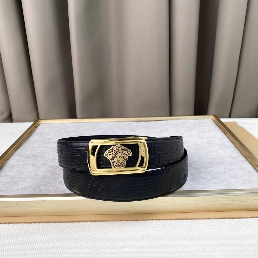Versace Medusa Head Buckle Leather Belt Black - 5