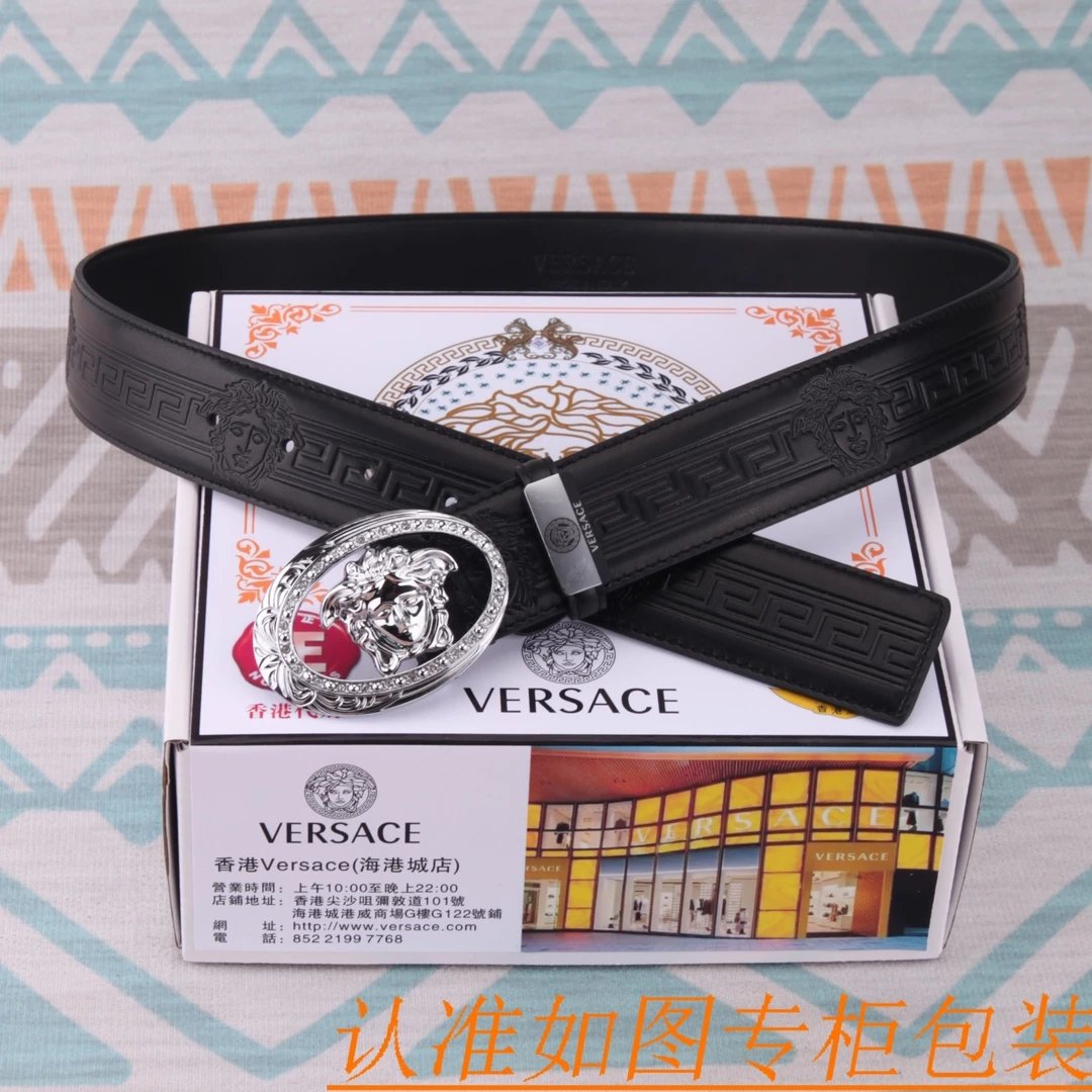 Versace Medusa Head Buckle Leather Belt Black - 15