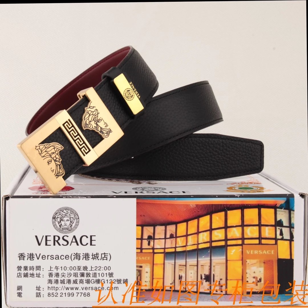 Versace Medusa Head Buckle Leather Belt Black - 14