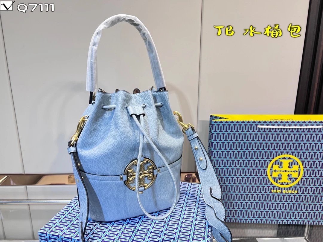 Tory Burch Miller Bucket Bag Navy Blue Handbag - 9