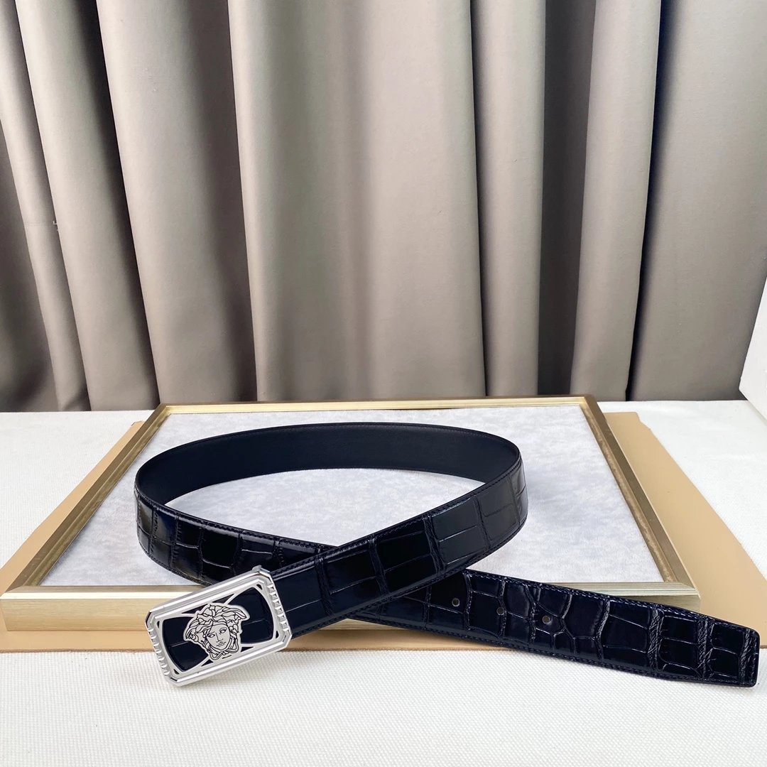 Versace Medusa Head Buckle Leather Belt Black - 2