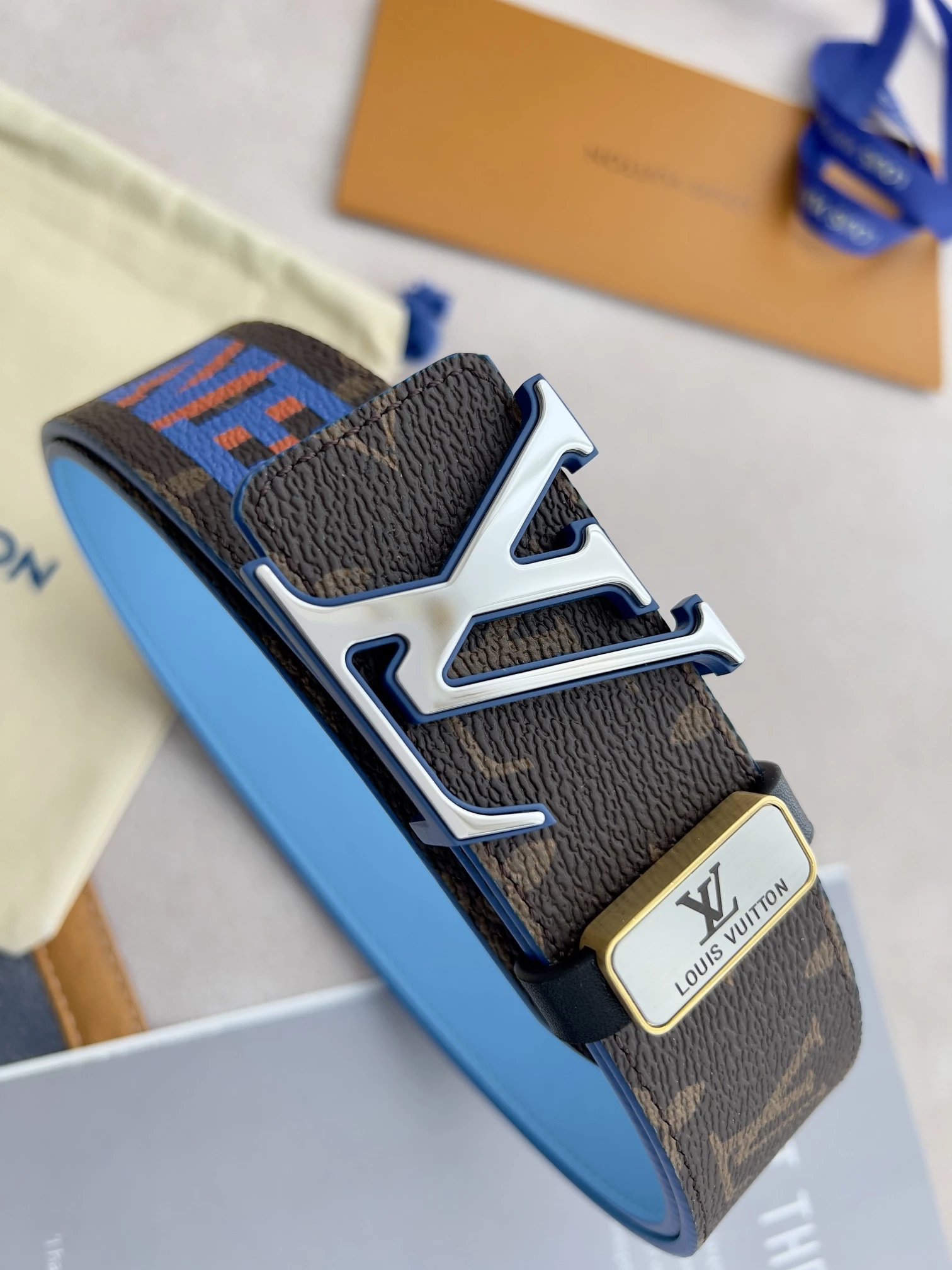 Louis Vuitton LV Initiales Belt Monogram Canvas Brown Leather Belt - 8