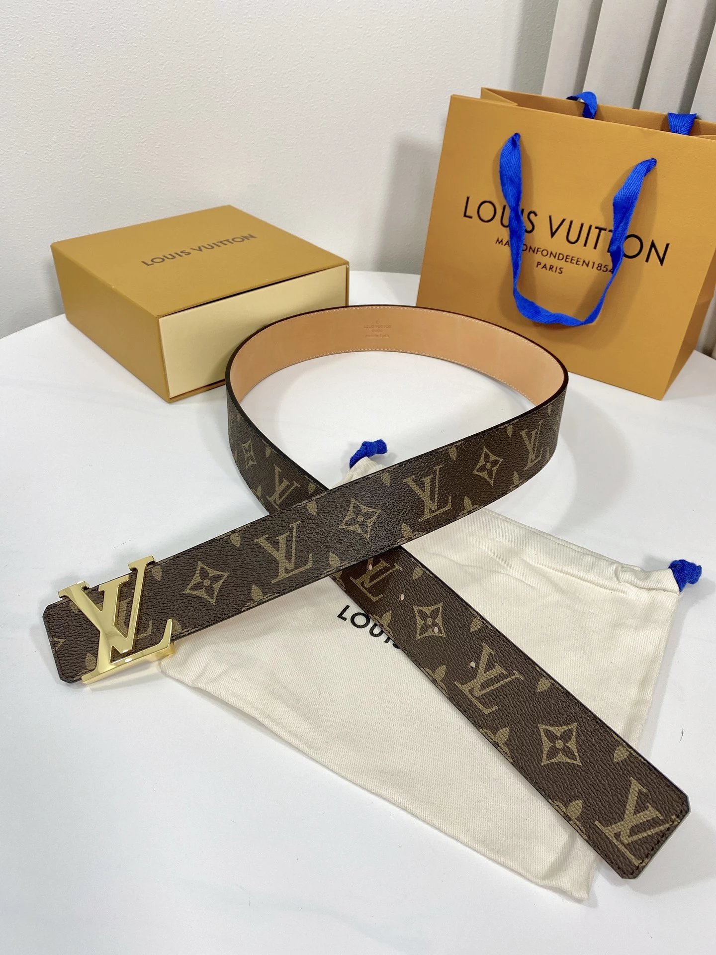 Louis Vuitton LV Initiales Belt Monogram Canvas Brown Leather Belt - 10