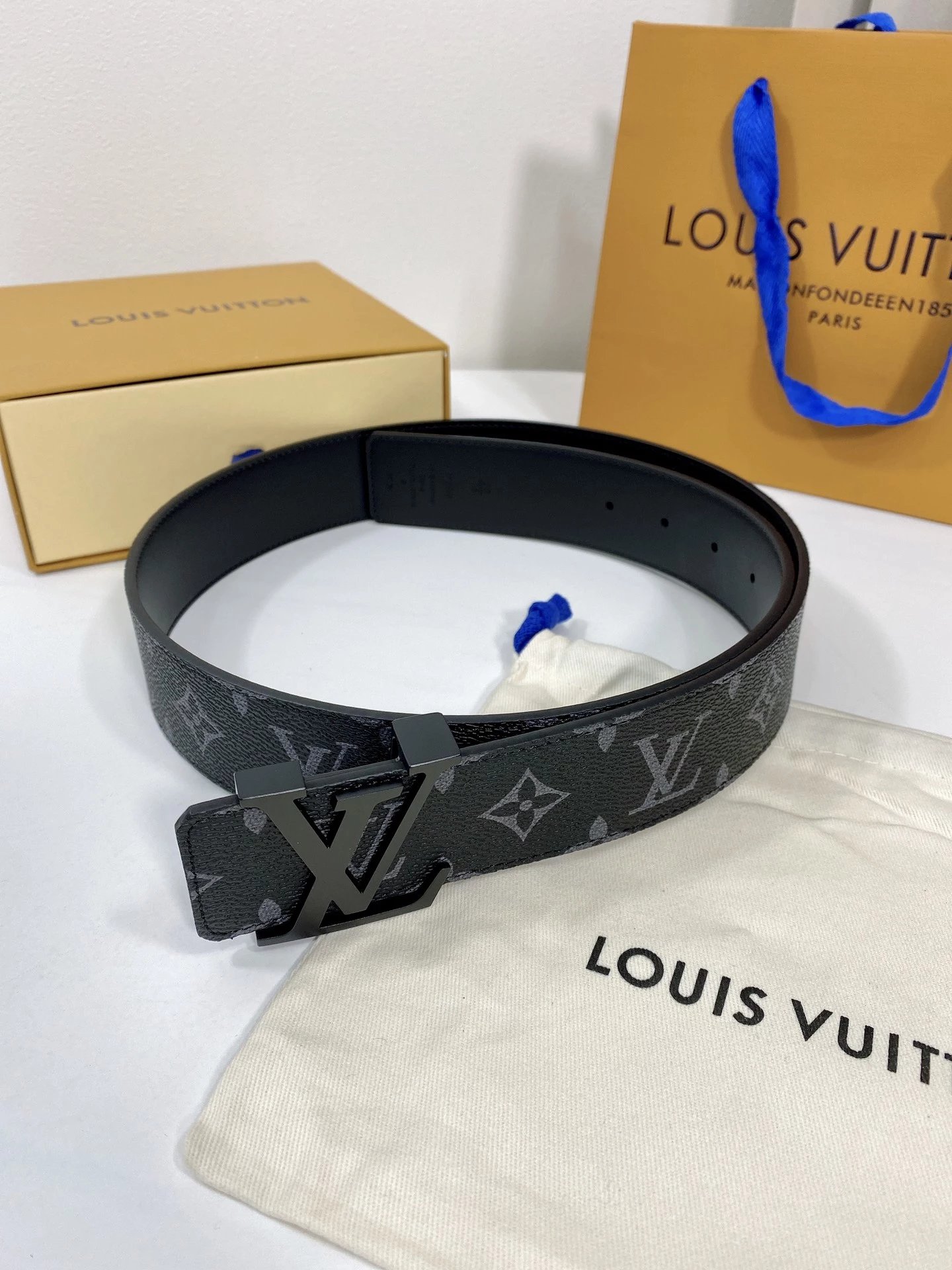 Louis Vuitton LV Initiales Belt Monogram Canvas Brown Leather Belt - 11