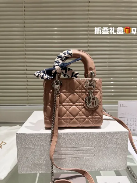 Dior Lady Dior Mini Pink Quilted Leather Handbag - 2