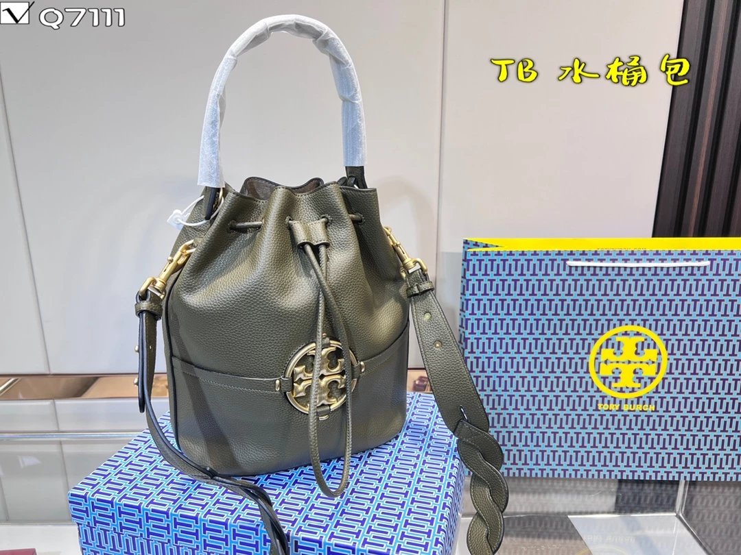 Tory Burch Miller Bucket Bag Navy Blue Handbag - 3
