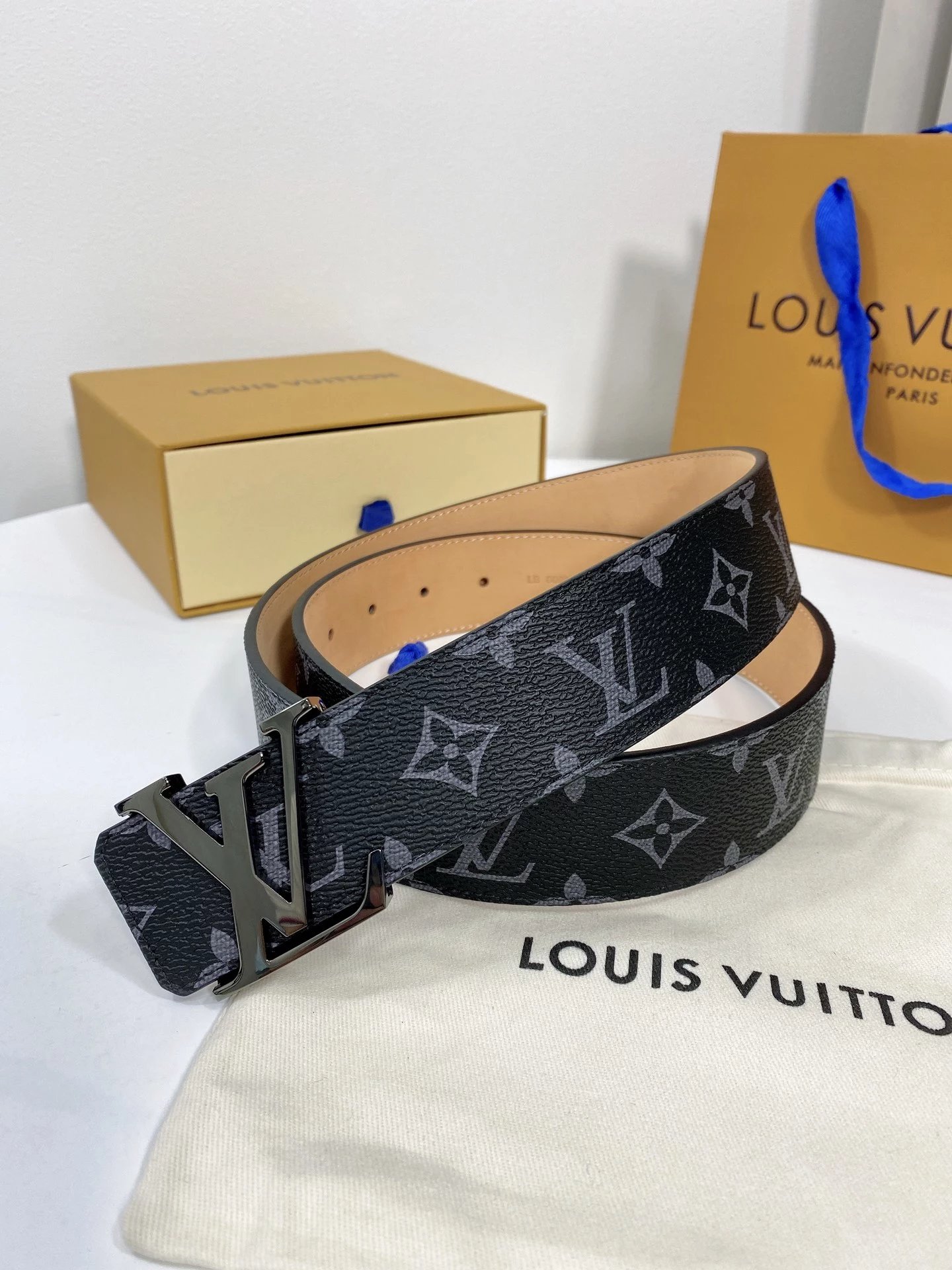 Louis Vuitton LV Initiales Belt Monogram Canvas Brown Leather Belt - 9