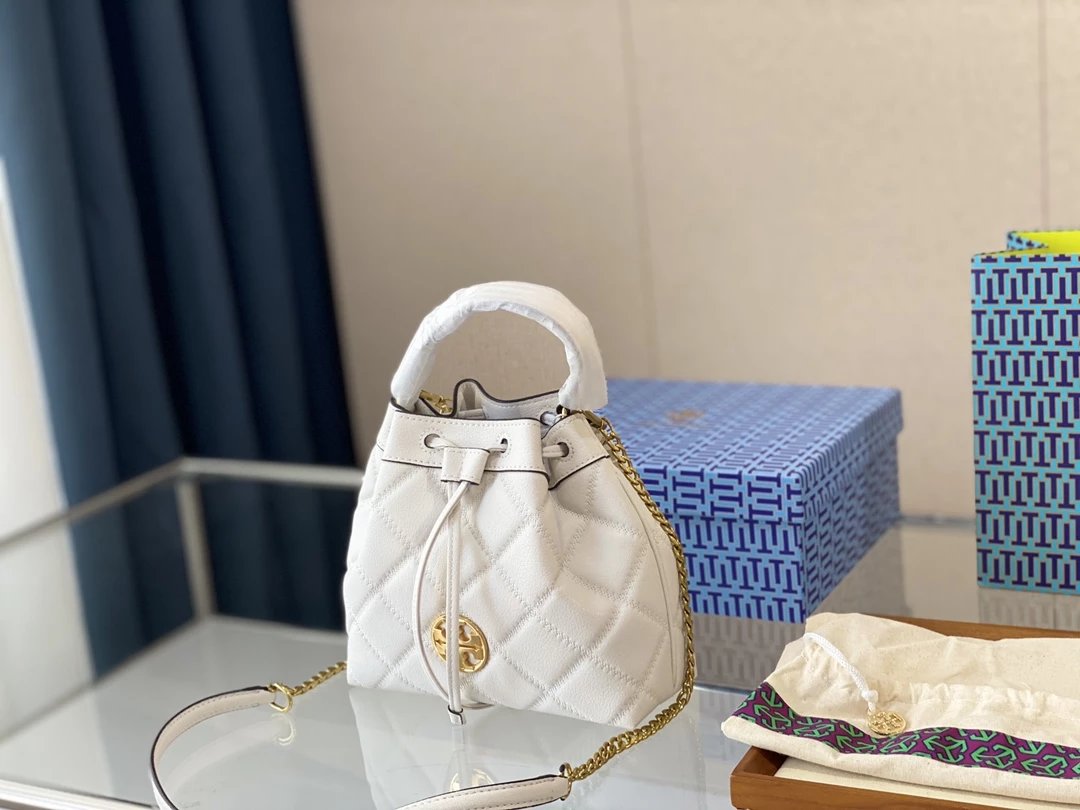 Tory Burch Mini Miller Croc-Embossed Green Bucket Bag Handbags - 11