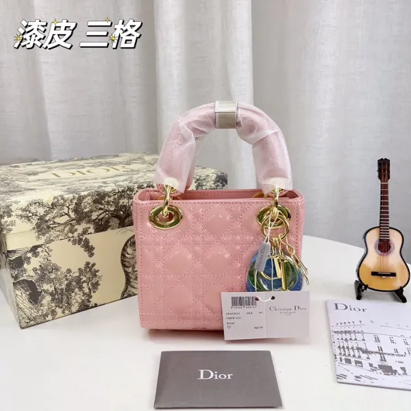 Dior Lady Dior Mini Silver Lamé Quilted Handbag - 5