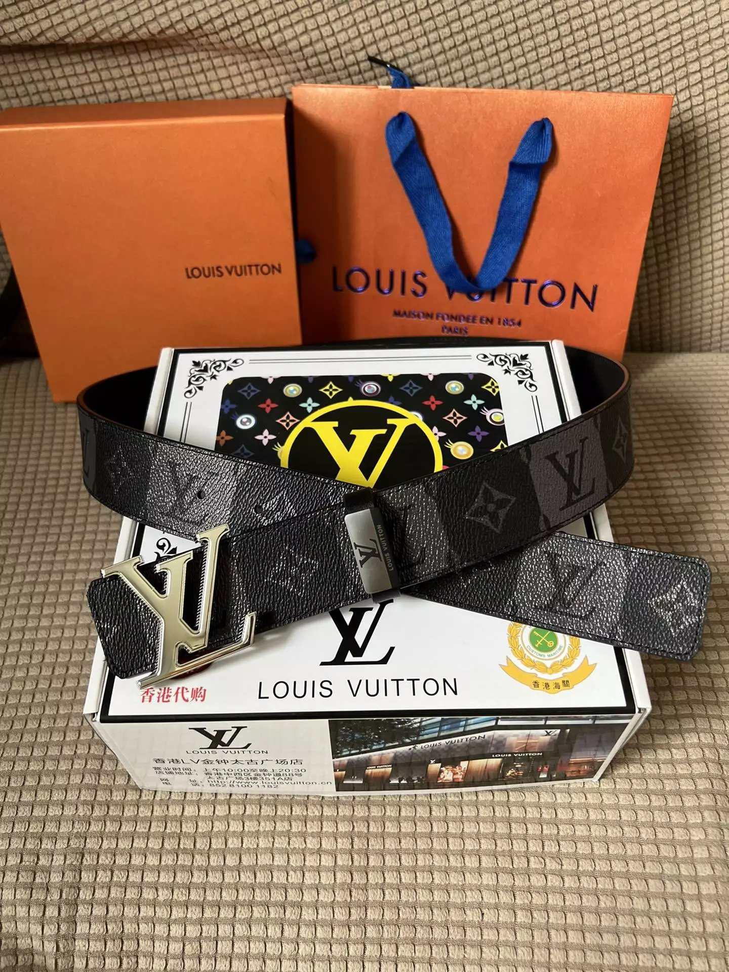 Louis Vuitton Reversible Monogram Canvas Belt with LV Twist Buckle Black / Beige Leather Belt - 15
